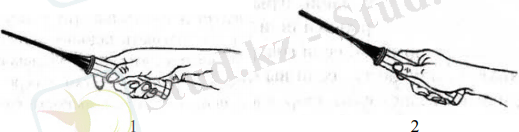 Хватки ракетки для ударов: 1 – справа (открытая); 2 – слева (закрытая)
