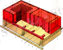 Шахтная система выщелачивания металла с отбойкой и магазинированием руды