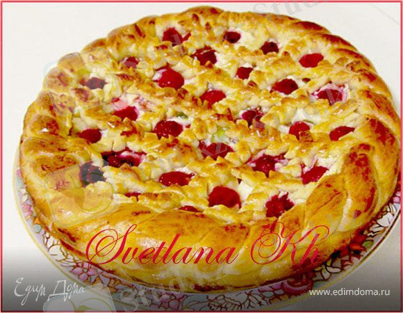 Дрожжевой пирог с творогом, мармеладом и малиной. Ингредиенты ... 