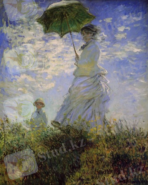 Дама с зонтиком, повернувшаяся направо Картина – Клод Моне