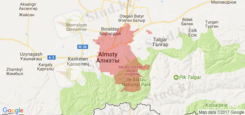 Карта Алматы с границами 2022