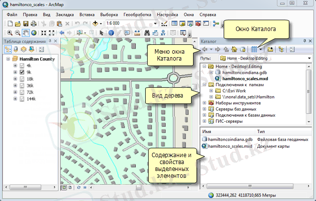 Окно Каталога в ArcMap