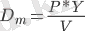 http://chart.apis.google.com/chart?cht=tx&chl=%20D_m%20=%20%5Cfrac%20%7bP*Y%7d%7bV%7d