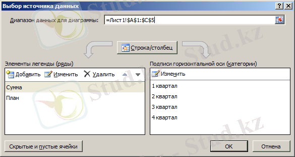 Выбор источника данных.