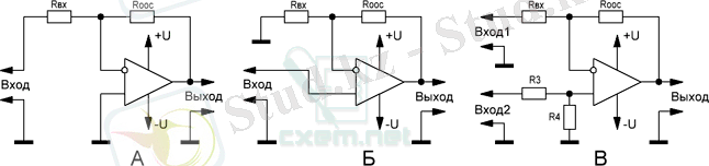 Основные схемы включения ОУ