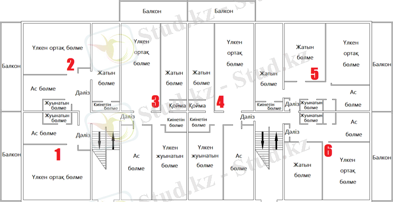 D:\Адилет\Сабак\Курылыс\Курсовая работа (2 секциялы 2 қабатты 12 пәтерлі)\А1 форматта чертеж (план).png