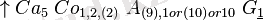 \uparrow Ca_{5}\; Co_{1,2,(2)}\; A_{{(9),1} or {(10)} or {10}}\; G_{\underline1}