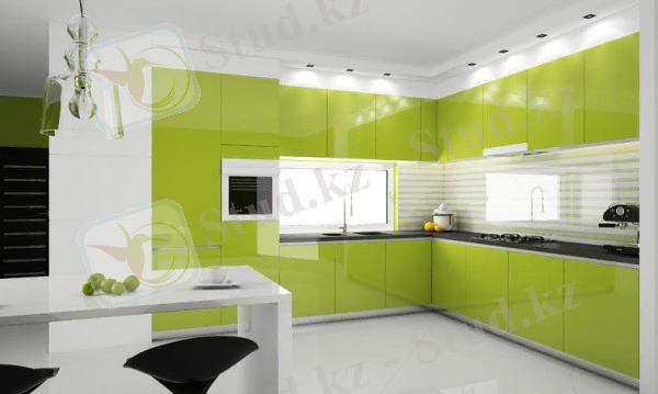 Зеленая кухня в стиле модерн