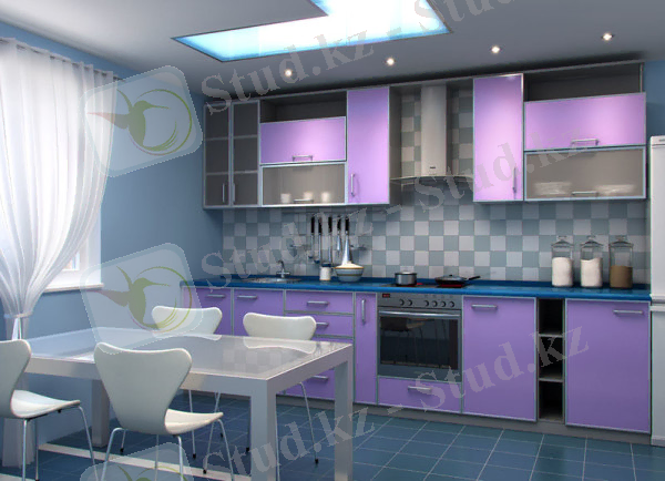 Сиреневая кухня в стиле модерн