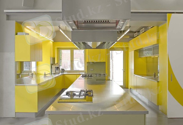 Желтая кухня в стиле модерн
