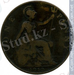 1910, 1 penny, Britain, Britannia, DEI GRA:BRITT:OMN:REX, Edward VII, EDWARDVS VII, FID:DEF:IND:IMP:, King, ONE PENNY, United Kingdom